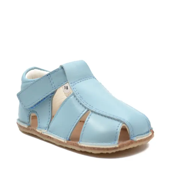 Sandale din piele naturală  cu scai și talpă din cauciuc flexibil, azur, LUY_RO-12-Azur-18_Pebebe
