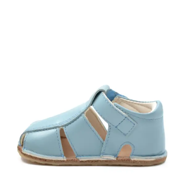 Sandale din piele naturală  cu scai și talpă din cauciuc flexibil, azur, LUY_RO-12-Azur-22_Pebebe