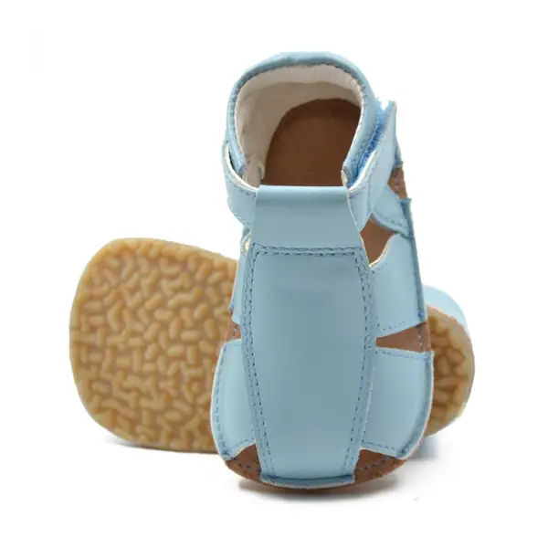 Sandale din piele naturală  cu scai și talpă din cauciuc flexibil, azur, LUY_RO-12-Azur-18_Pebebe