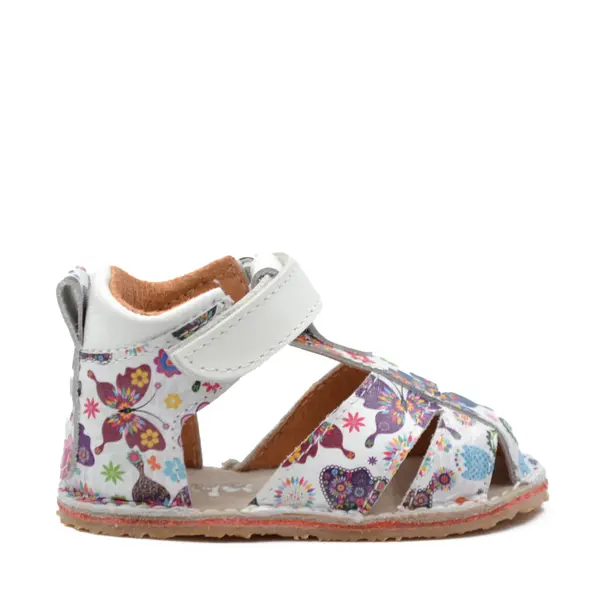 Sandale copii, primii pasi, piele naturala, talpa flexibila si inchidere cu scai, print fluturi_RO-103-11-24_Pebebe