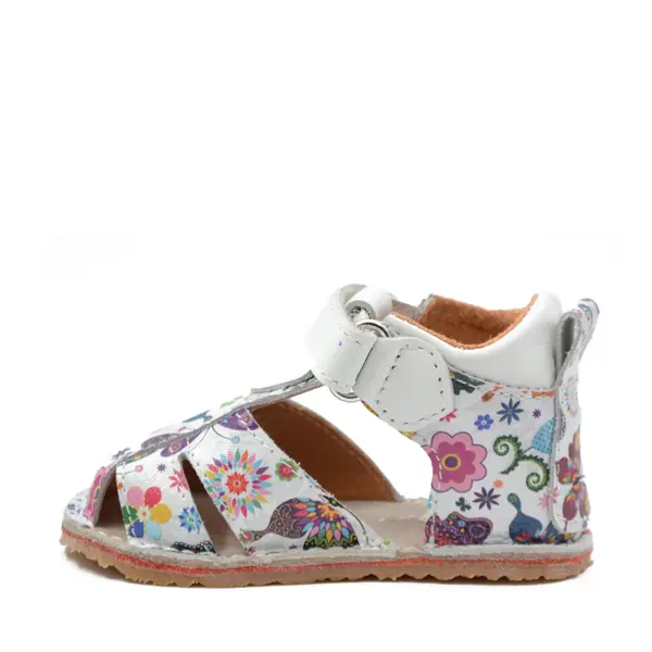 Sandale copii, primii pasi, piele naturala, talpa flexibila si inchidere cu scai, print fluturi_RO-103-11-24_Pebebe
