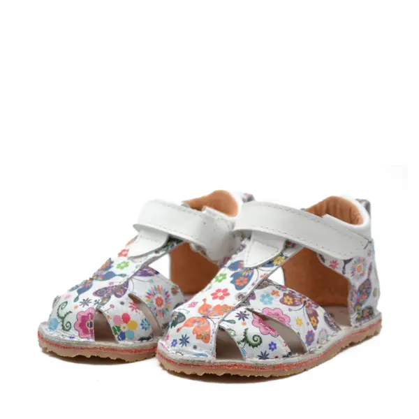 Sandale copii, primii pasi, piele naturala, talpa flexibila si inchidere cu scai, print fluturi_RO-103-11-24_Pebebe