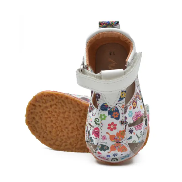 Sandale copii, primii pasi, piele naturala, talpa flexibila si inchidere cu scai, print fluturi_RO-103-11-24_Pebebe