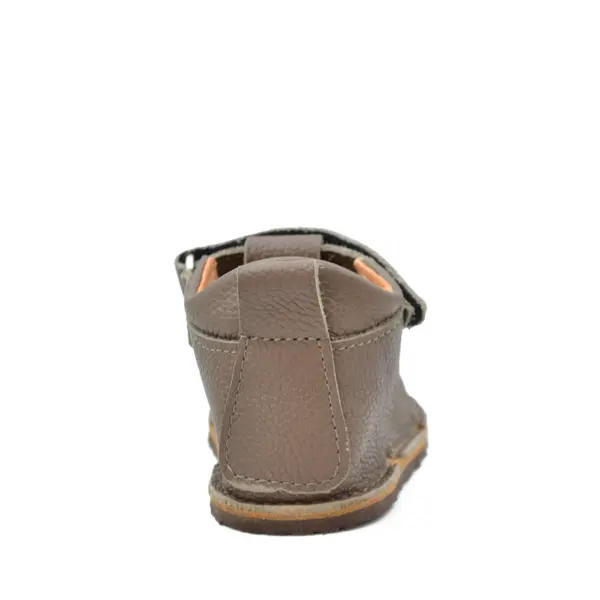 Sandale copii, barefoot, primii pasi, piele naturala, talpa flexibila, inchidere cu scai, khaki_RO-200-9-22_Pebebe