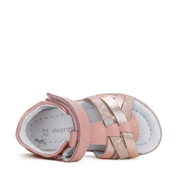 Sandale fete, piele naturala, roz cu barete roz sidef, D.D.Step_G075-41955AM-29_Pebebe