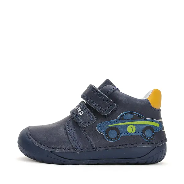 Pantofi baieti, piele naturala, barefoot, bleumarin, masinuta, D.D.Step_S070-42393-20_Pebebe