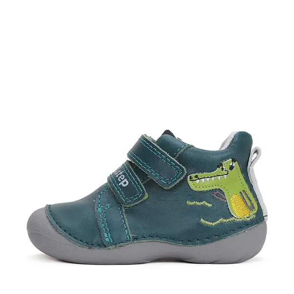 Pantofi baieti, piele naturla, talpa flexibila, verde, crocodil, D.D.Step_S015-42325-19_Pebebe