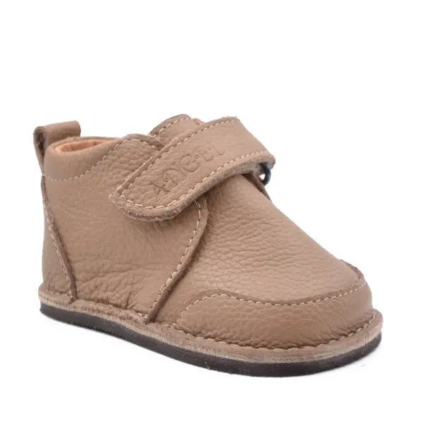 Pantofi barefoot baieti, piele naturala, primii pasi, talpa flexibila, culoare maro, Smiley_RO-500-3-18_Pebebe