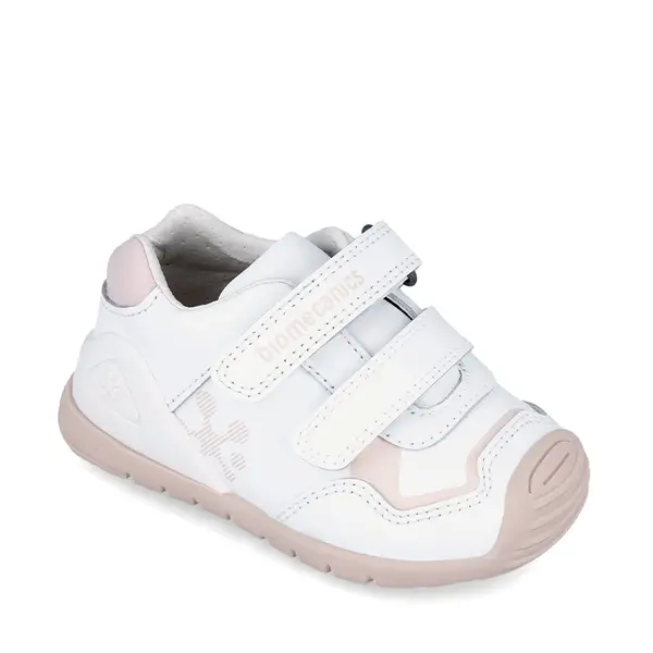 Pantofi copii, piele naturala, Biogateo Sport, alb,roz, Biomecanics_241001-B786-25_Pebebe