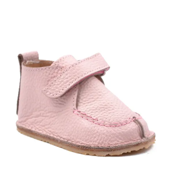 Pantofi din piele naturala pentru copii, talpa cauciuc, scai, Bubu, roz deschis_RO-110-6-24_Pebebe