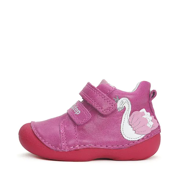 Pantofi fete, piele naturla, talpa flexibila, roz sidef, lebada, D.D.Step_S015-42532B-21_Pebebe