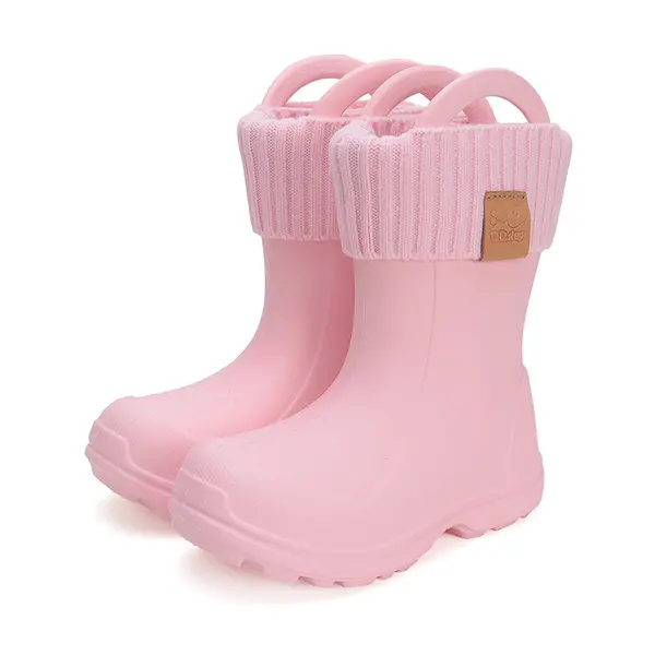 Cizme de cauciuc pentru copii, interior din material textil detasabil, roz deschis, D.D.Step_I106-42545-30/31_Pebebe