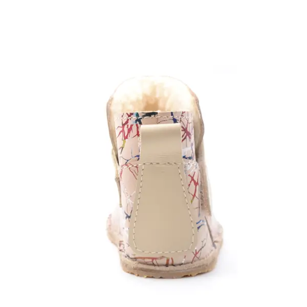 Cizme din piele pentru copii, talpa flexibila, imblanite, crem pictat_RO-106-20-24_Pebebe