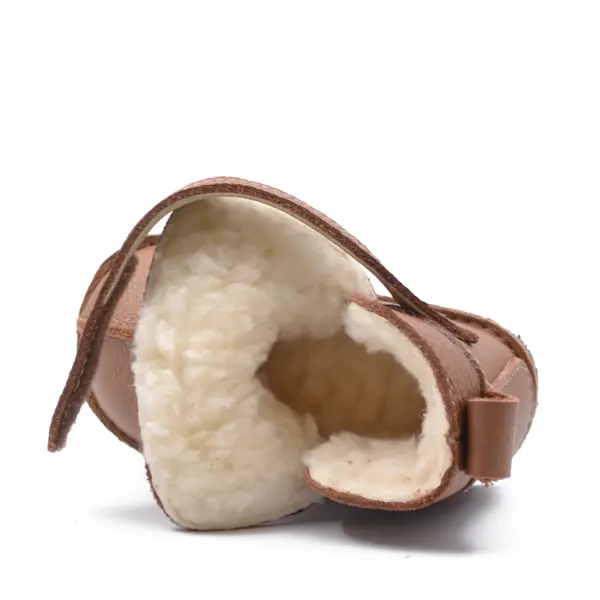 Cizme din piele pentru copii, talpa flexibila, imblanite, camel_RO-106-19-24_Pebebe