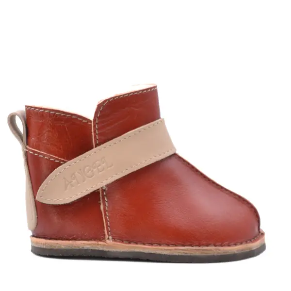 Cizme din piele pentru copii, talpa flexibila, imblanite, rosu marsala_RO-106-21-17_Pebebe