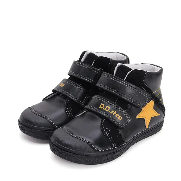 Ghete baieti, piele naturala, talpa flexibila, negru, D.D.Step_A049-42271AM-30_Pebebe