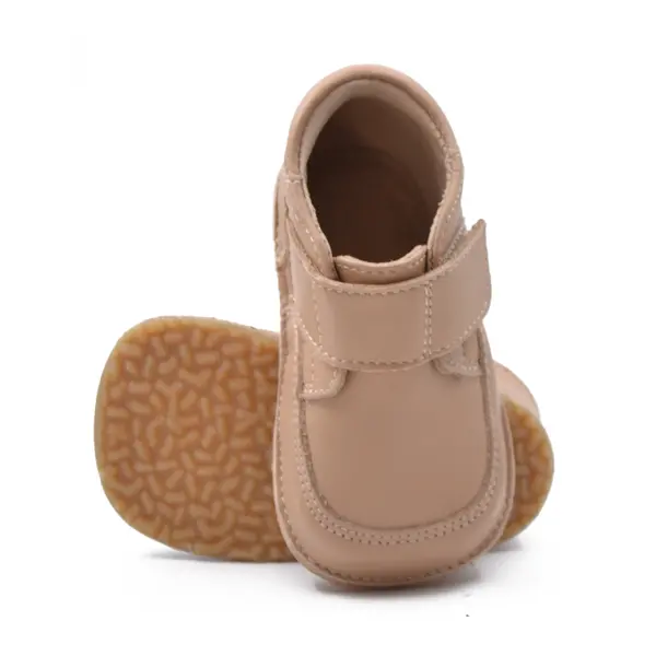Ghete barefoot din piele naturala pentru copii, primii pasi, inchidere cu scai si talpa din flexibila, latte_RO-14-latte-22_Pebebe