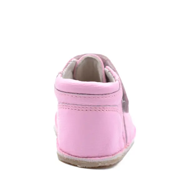 Ghete barefoot copii, din piele naturala cu scai si talpa din cauciuc, roz_RO-14-6-24_Pebebe