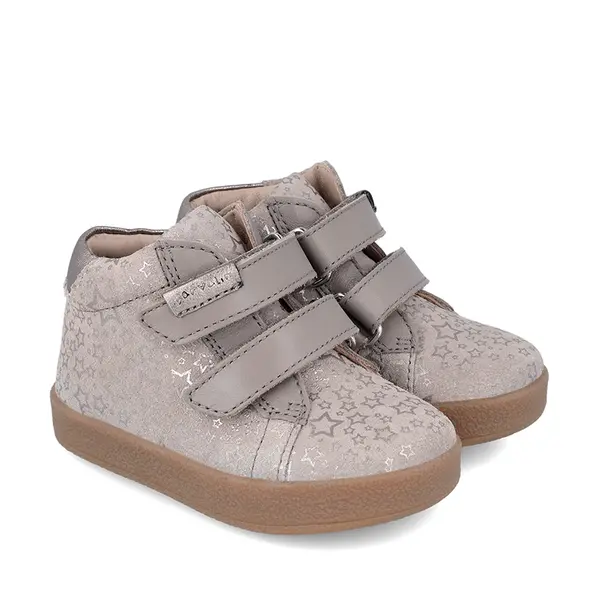 Ghete copii, piele naturala, Peke, maro cu stelute, Garvalin_241316-A780-23_Pebebe