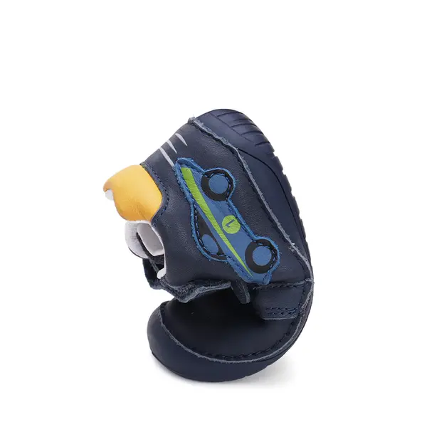 Pantofi baieti, piele naturala, barefoot, bleumarin, masinuta, D.D.Step_S070-42393-20_Pebebe