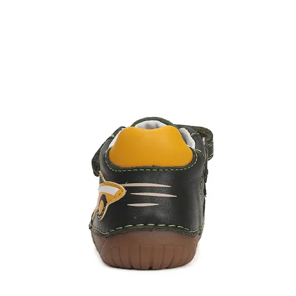 Pantofi baieti, piele naturala, barefoot, verde inchis, masinuta, D.D.Step_S070-42393A-20_Pebebe