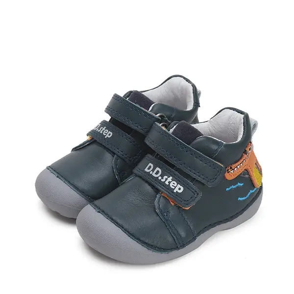 Pantofi baieti, piele naturla, talpa flexibila, bleumarin, crocodil, D.D.Step_S015-42325B-20_Pebebe