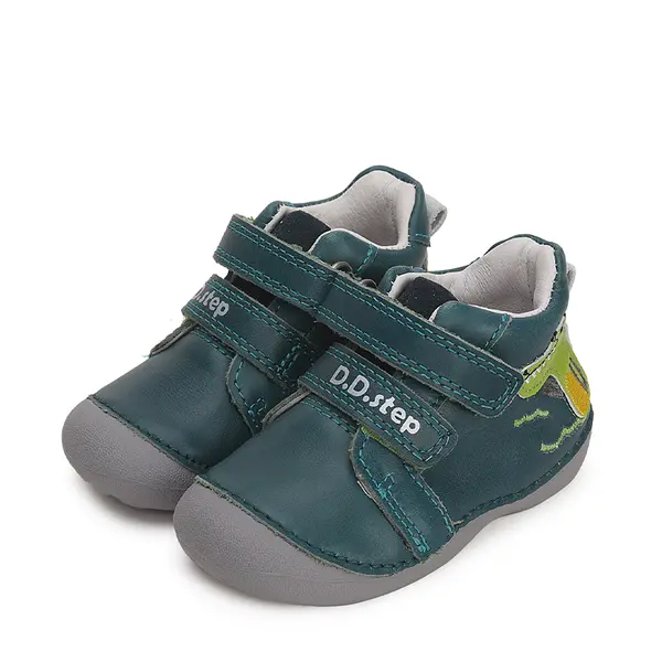 Pantofi baieti, piele naturla, talpa flexibila, verde, crocodil, D.D.Step_S015-42325-19_Pebebe