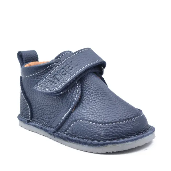 Pantofi barefoot baieti, piele naturala, primii pasi, talpa flexibila, culoare bleumarin, Smiley_RO-500-2-18_Pebebe