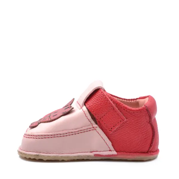 Pantofi barefoot copii, primii pasi, piele naturala, talpa flexibila, roz, pisica_RO-16-11-24_Pebebe