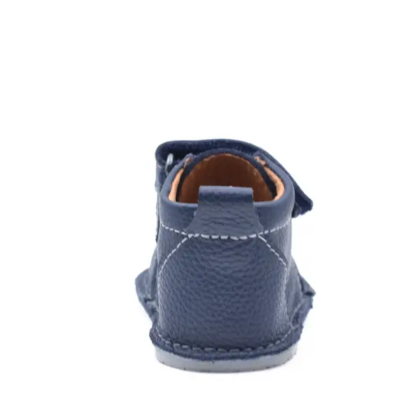 Pantofi barefoot baieti, piele naturala, primii pasi, talpa flexibila, culoare bleumarin, Smiley_RO-500-2-18_Pebebe
