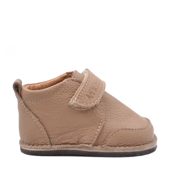 Pantofi barefoot baieti, piele naturala, primii pasi, talpa flexibila, culoare maro, Smiley_RO-500-3-18_Pebebe