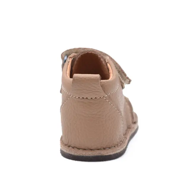 Pantofi barefoot baieti, piele naturala, primii pasi, talpa flexibila, culoare maro, Smiley_RO-500-3-18_Pebebe