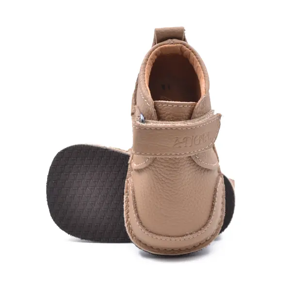 Pantofi barefoot baieti, piele naturala, primii pasi, talpa flexibila, culoare maro, Smiley_RO-500-3-18_Pebebe