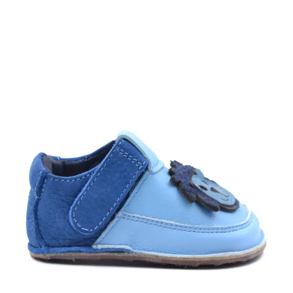 Pantofi pentru primii pasi din piele naturala, talpa flexibila, albastru, model cu leu_RO-16-19-24_Pebebe