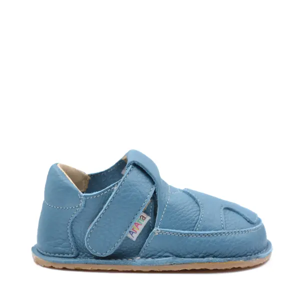 Pantofi barefoot, primii pasi, piele naturala, talpa flexibila, albastru, Artur_Ari-020-3-16_Pebebe