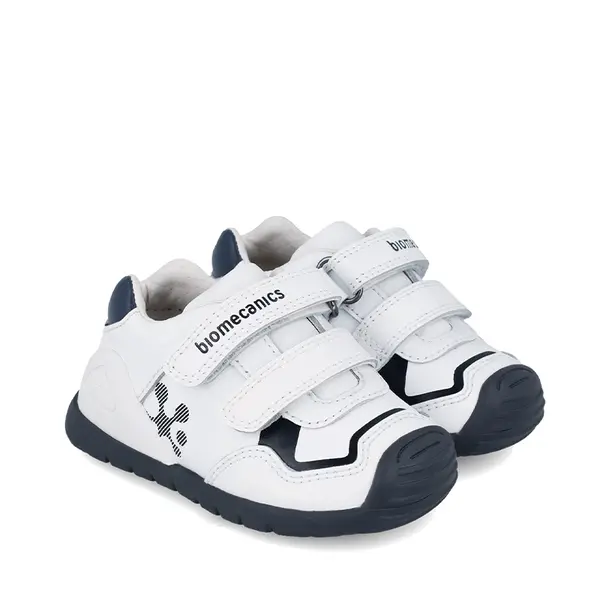 Pantofi Biomecanics Baieti, piele naturala, Biogateo Sport, alb, albastru_241001-A578-24_Pebebe
