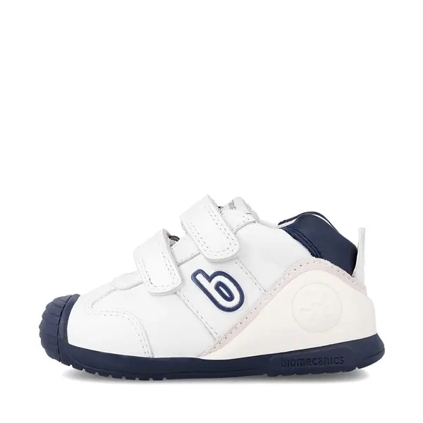Pantofi copii, piele naturala, Biogateo Sport, alb, albastru, Biomecanics_221001-A-19_Pebebe