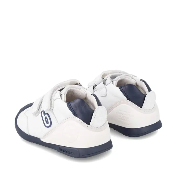 Pantofi copii, piele naturala, Biogateo Sport, alb, albastru, Biomecanics_221001-A-19_Pebebe