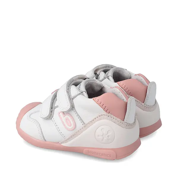 Pantofi copii, piele naturala, Biogateo Sport, alb, roz, Biomecanics_221001-B-24_Pebebe