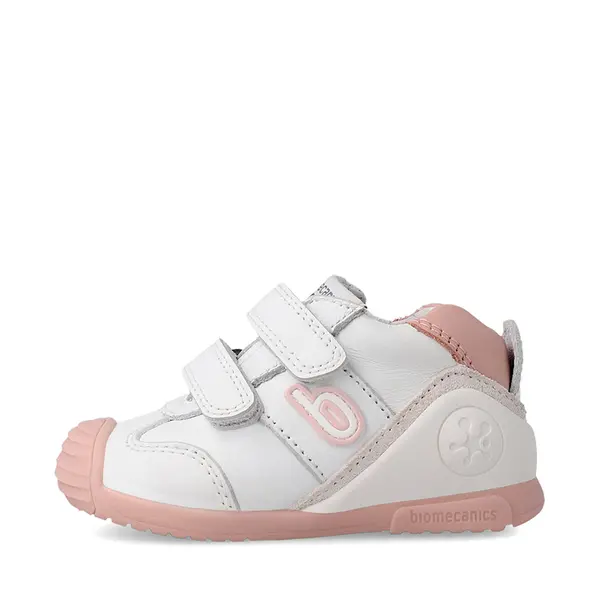 Pantofi copii, piele naturala, Biogateo Sport, alb, roz, Biomecanics_221001-B-24_Pebebe