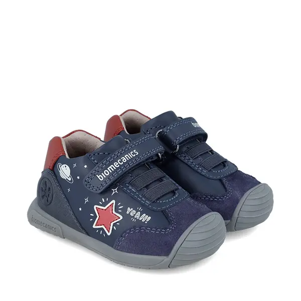 Pantofi copii, piele naturala, Biogateo Urban Casual, bleumarin, steluta, Biomecanics_241129-A183-18_Pebebe