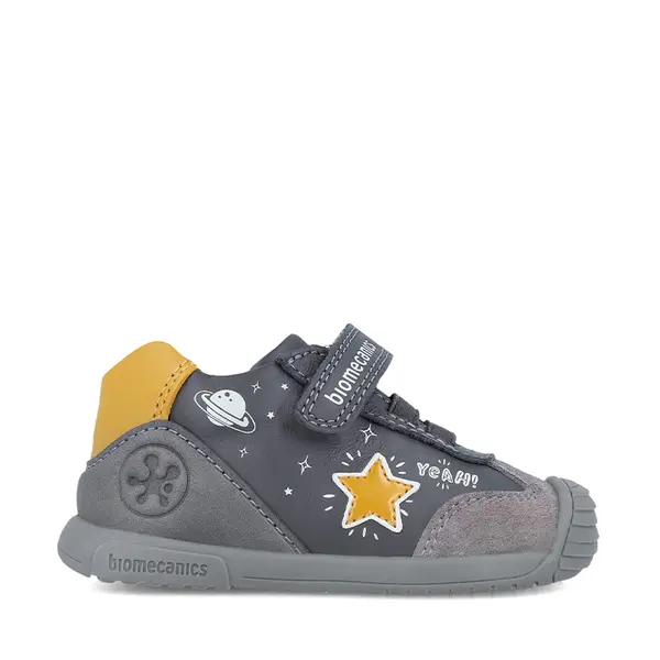 Pantofi copii, piele naturala, Biogateo Urban Casual, gri, steluta, Biomecanics_241129-B083-18_Pebebe