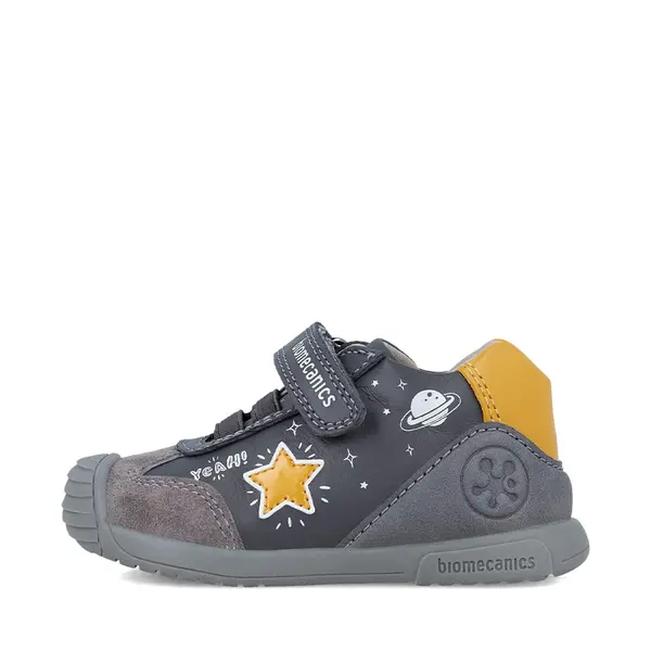 Pantofi copii, piele naturala, Biogateo Urban Casual, gri, steluta, Biomecanics_241129-B083-18_Pebebe
