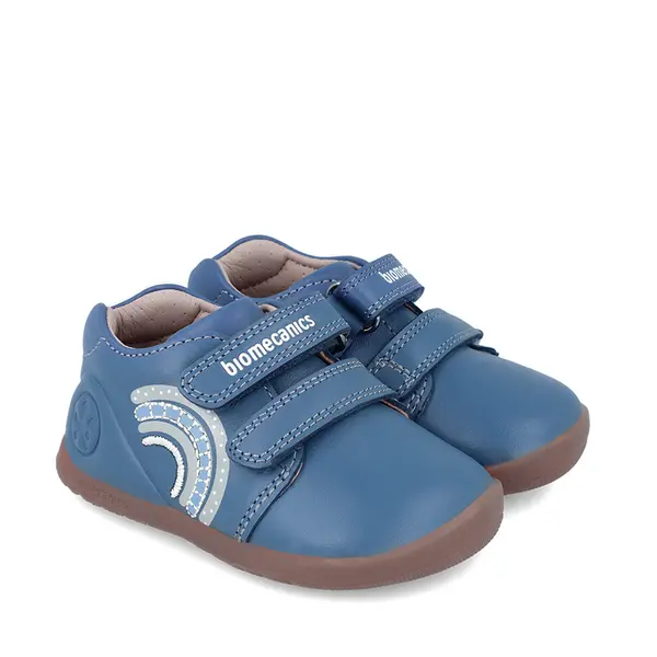 Pantofi copii, piele naturala, Biogateo Wider, rainbow, albastru inchis, Biomecanics_241162-A556-19_Pebebe