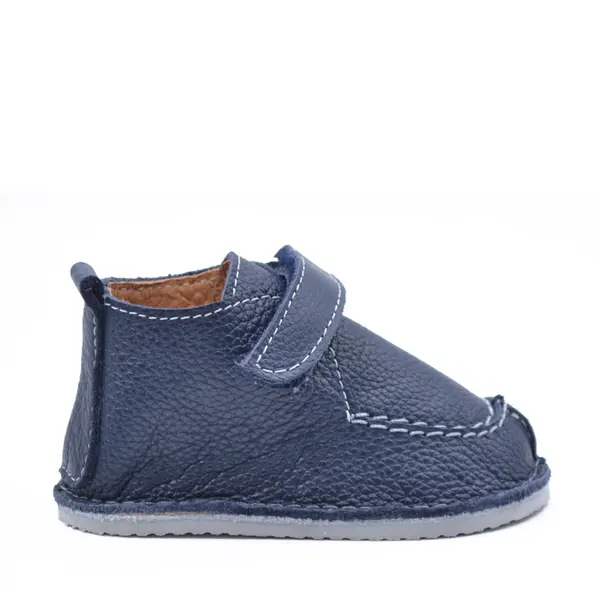 Pantofi din piele naturala pentru copii, talpa cauciuc, scai, Bubu, albastru inchis_RO-110-9-17_Pebebe