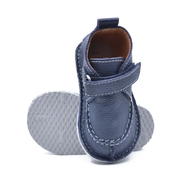 Pantofi din piele naturala pentru copii, talpa cauciuc, scai, Bubu, albastru inchis_RO-110-9-17_Pebebe