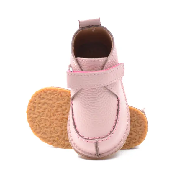 Pantofi din piele naturala pentru copii, talpa cauciuc, scai, Bubu, roz deschis_RO-110-6-24_Pebebe