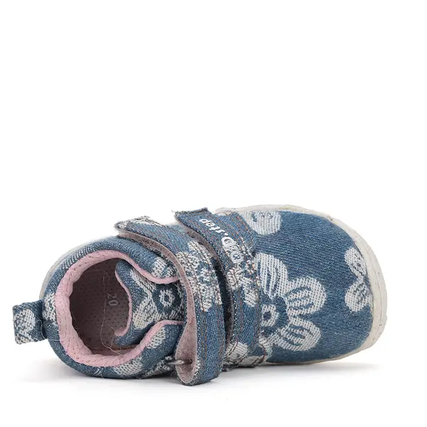 Pantofi fete, material textil, albastru, denim, flori, D.D.Step_C077-42610C-21_Pebebe