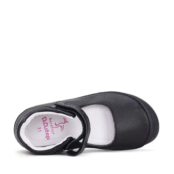 Pantofi fete, piele naturala, barefoot, talpa flexibila, negru, D.D.Step Colectia Back to School_H063-42716CM-26_Pebebe