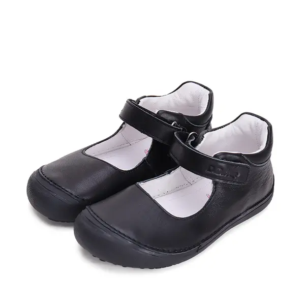 Pantofi fete, piele naturala, barefoot, talpa flexibila, negru, D.D.Step Colectia Back to School_H063-42716CM-26_Pebebe